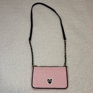 Betsey Johnson Pink Bow Quilted Crossbody Chain Bag